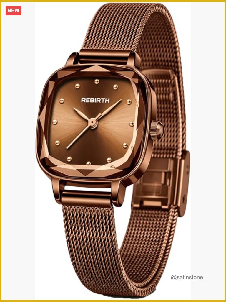 Square Faceted Crystal Watch With Mesh Band - Quartz Stainless Steel Bracelet